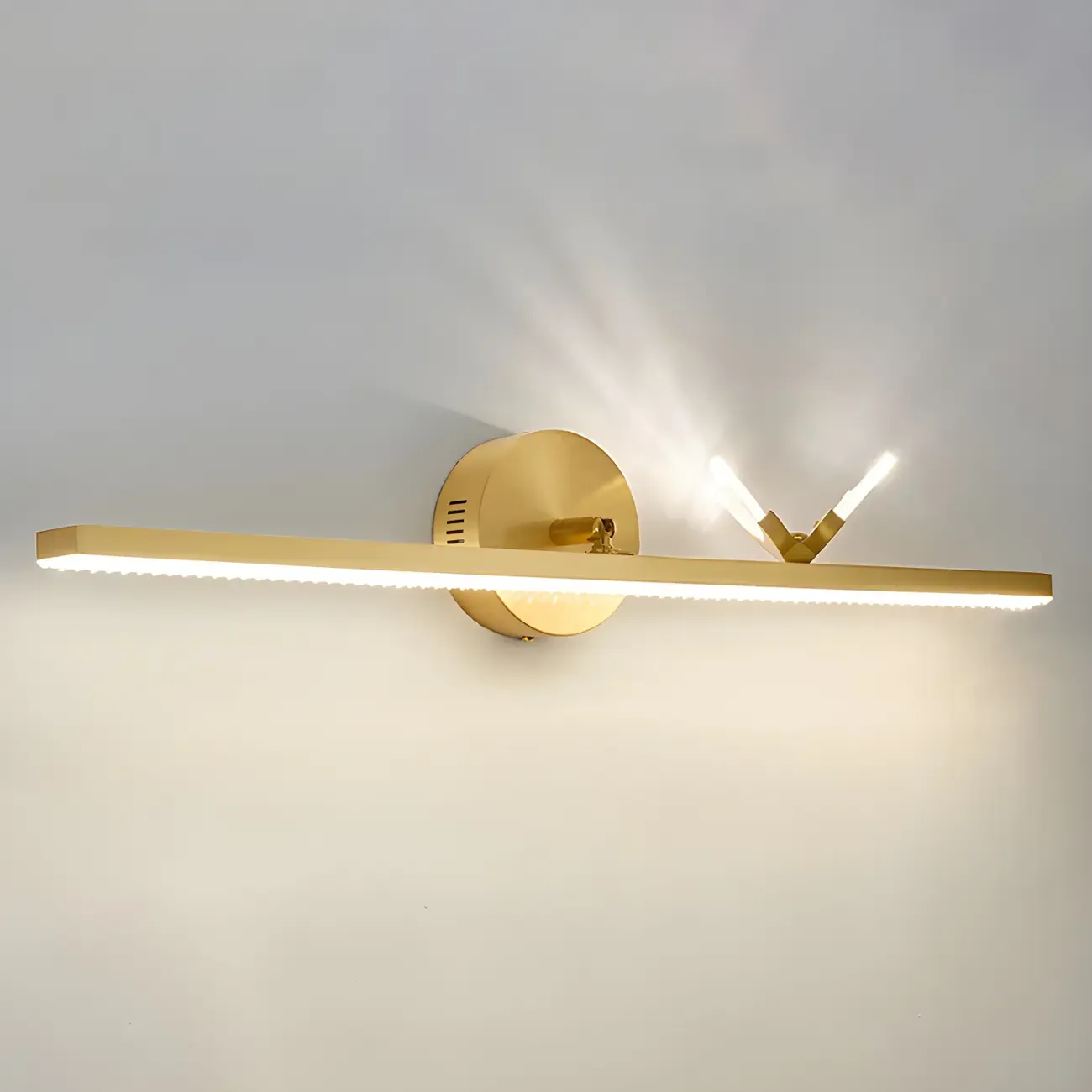 Elegant Linear LED Vanity Light with Gold Accent for Bathroom Image - 4
