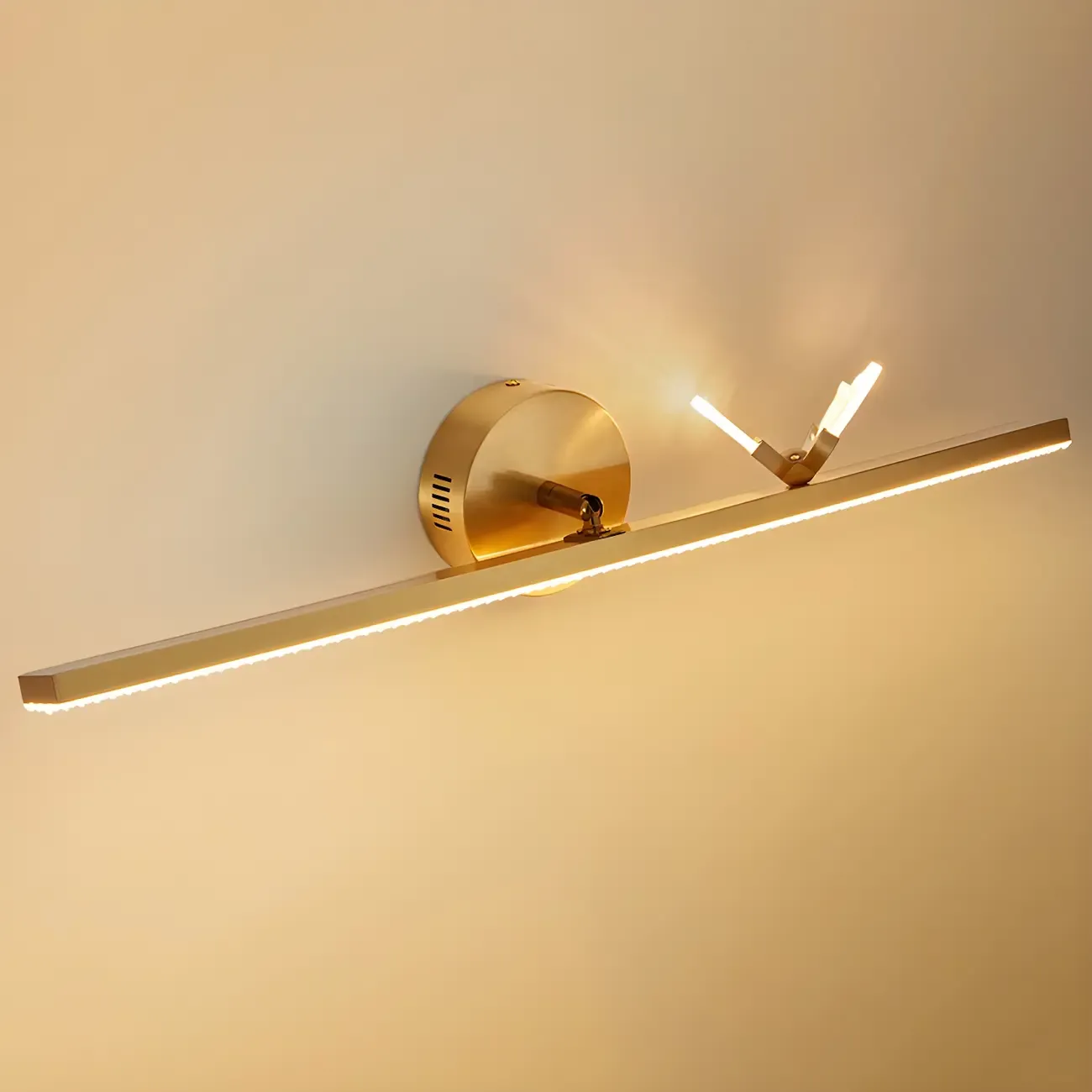 Elegant Linear LED Vanity Light with Gold Accent for Bathroom Image - 5