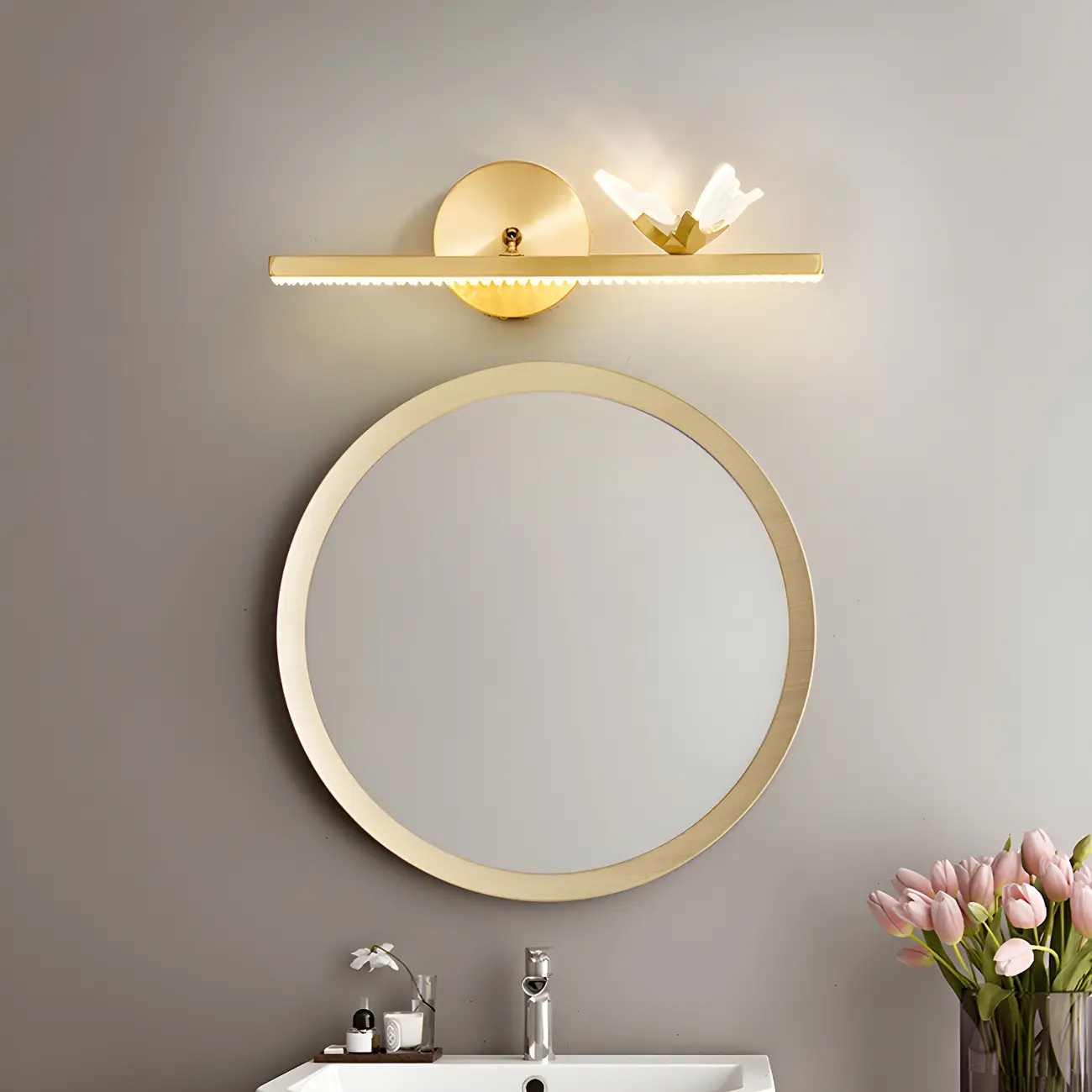 Elegant Linear LED Vanity Light with Gold Accent for Bathroom Image - 6 | homeyfad
