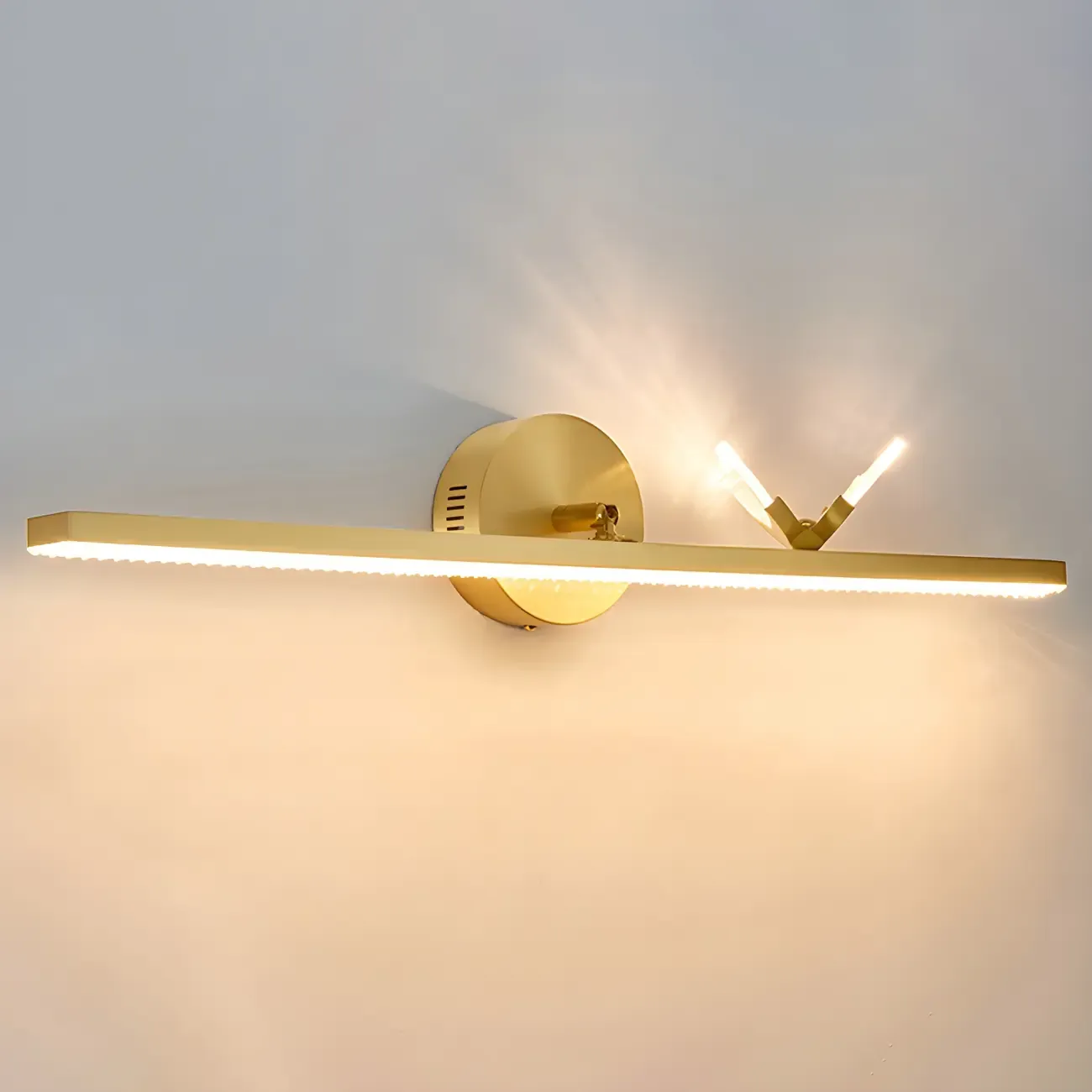 Elegant Linear LED Vanity Light with Gold Accent for Bathroom Image - 13