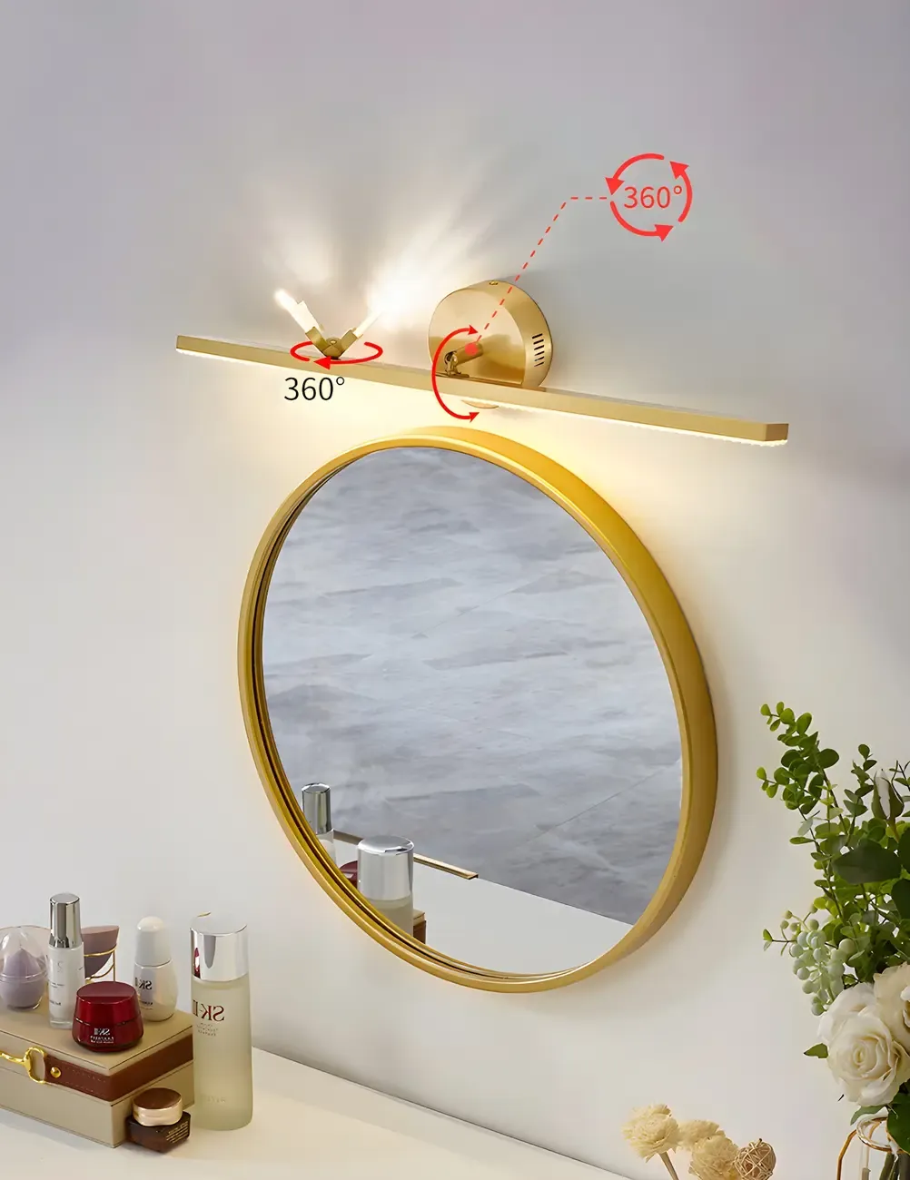 Elegant Linear LED Vanity Light with Gold Accent for Bathroom Image - 16