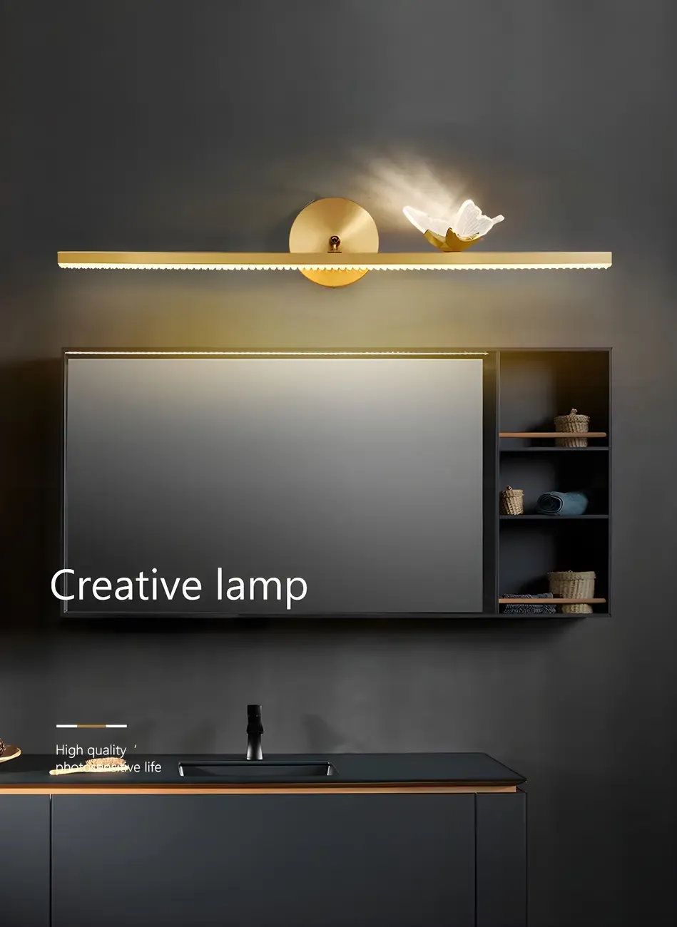 Elegant Linear LED Vanity Light with Gold Accent for Bathroom Image - 17