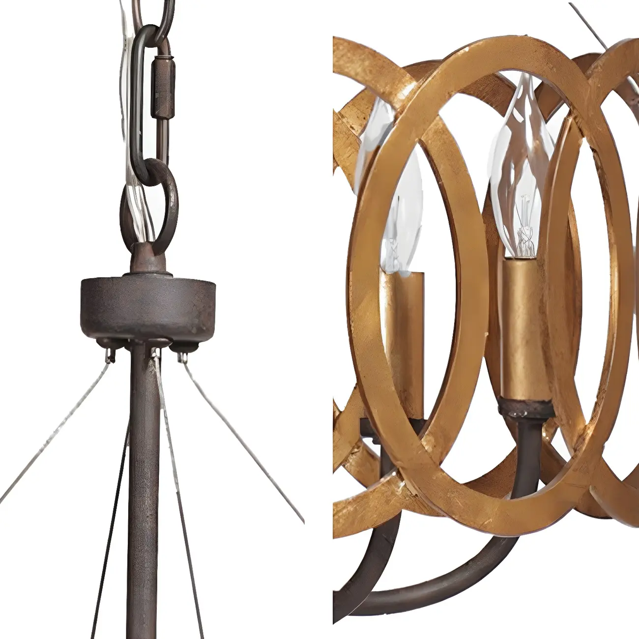 Gold Circular Metal Ring Modern Linear Chandelier Image - 6 | homeyfad