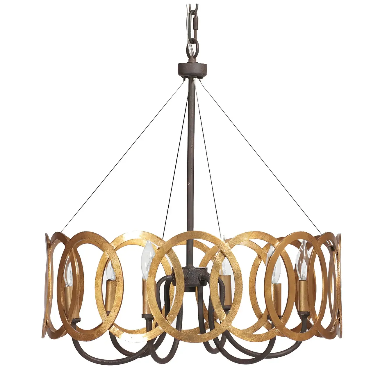 Gold Circular Metal Ring Modern Linear Chandelier Image - 10