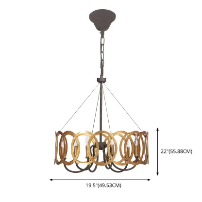 Gold Circular Metal Ring Modern Linear Chandelier Image - 11