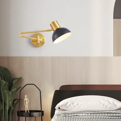 Modern Metal Gold Adjustable Swing Arm Wall Light Image - 2