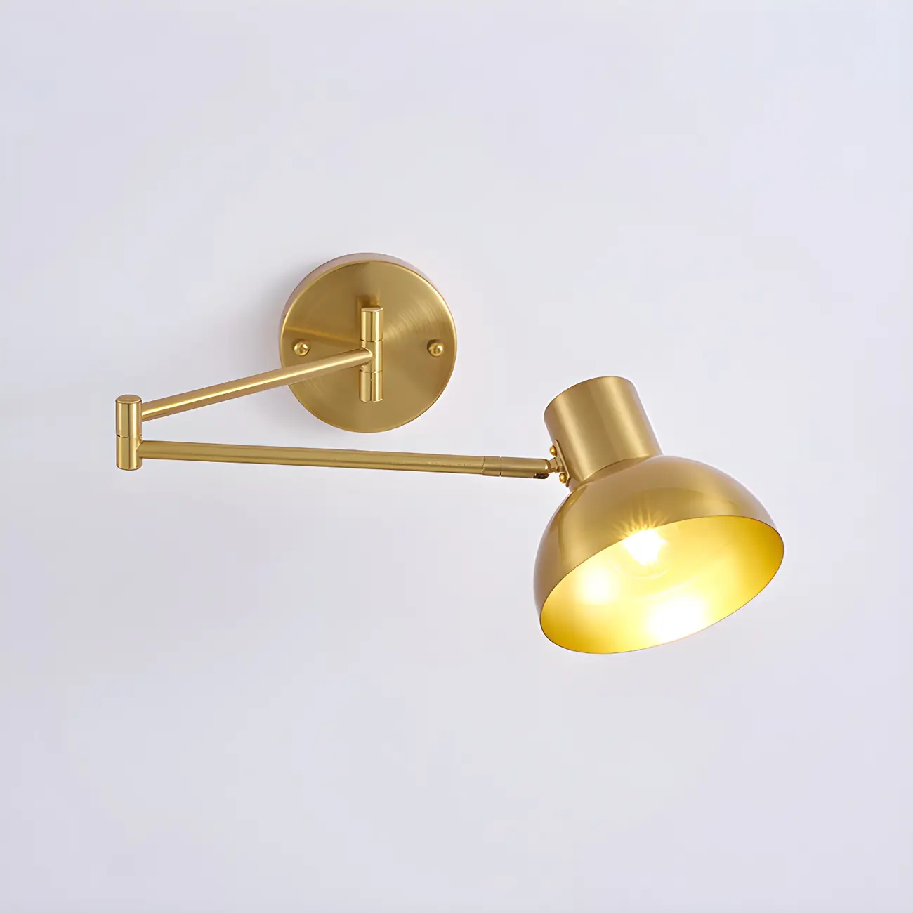 Modern Metal Gold Adjustable Swing Arm Wall Light Image - 6 | homeyfad