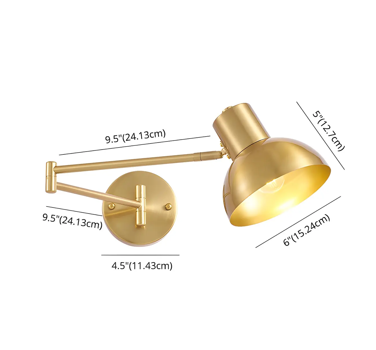 Modern Metal Gold Adjustable Swing Arm Wall Light Image - 8 | homeyfad