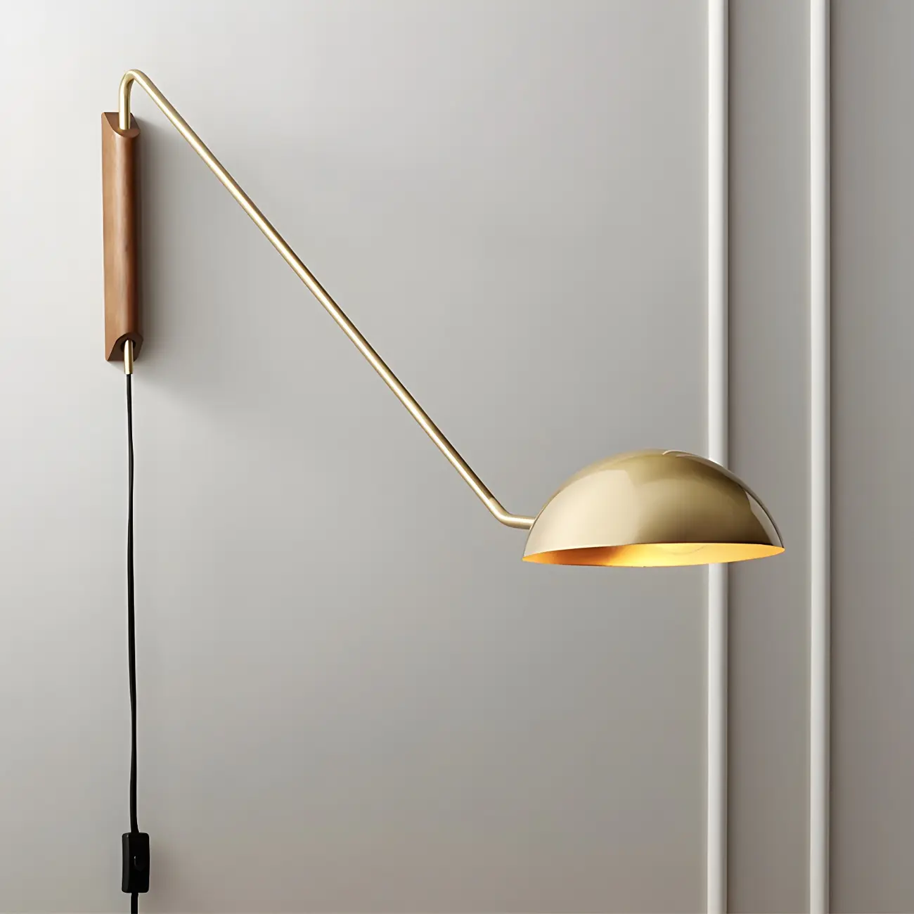 Minimalist Metal Bowl Shade Swing Arm Wall Light Image - 1 | homeyfad