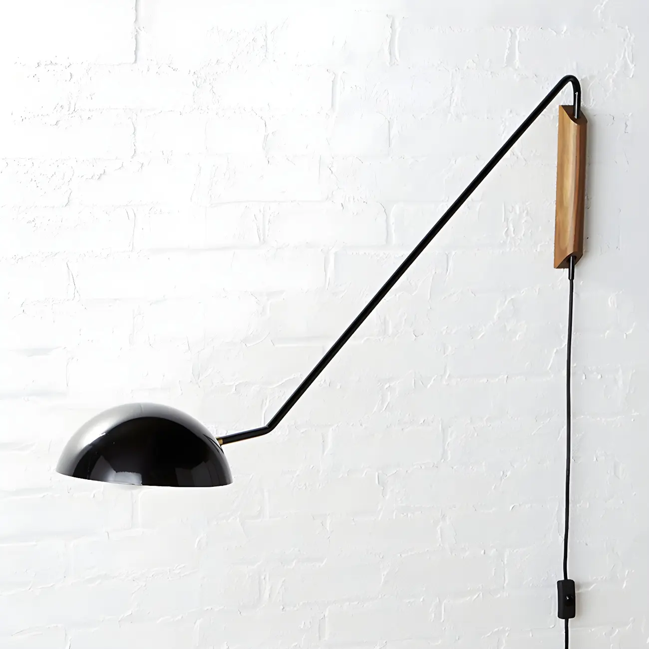 Minimalist Metal Bowl Shade Swing Arm Wall Light Image - 2 | homeyfad