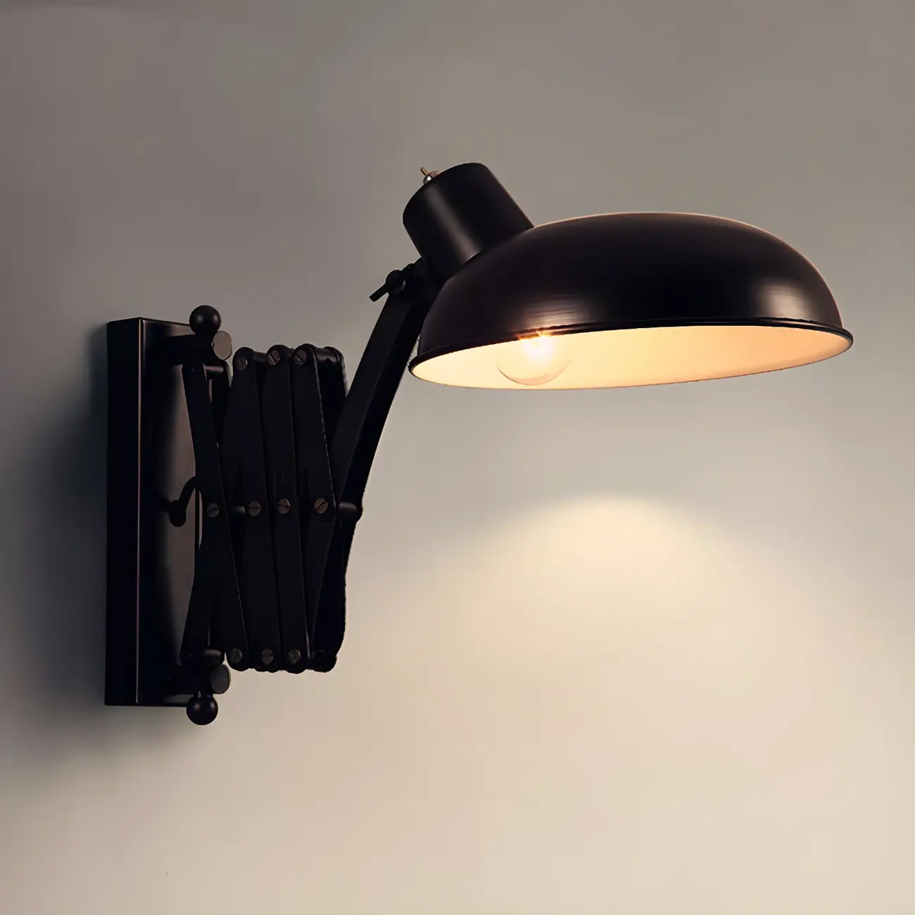 Retro Industrial Metal Black Swing Arm Wall Light Image - 1 | homeyfad