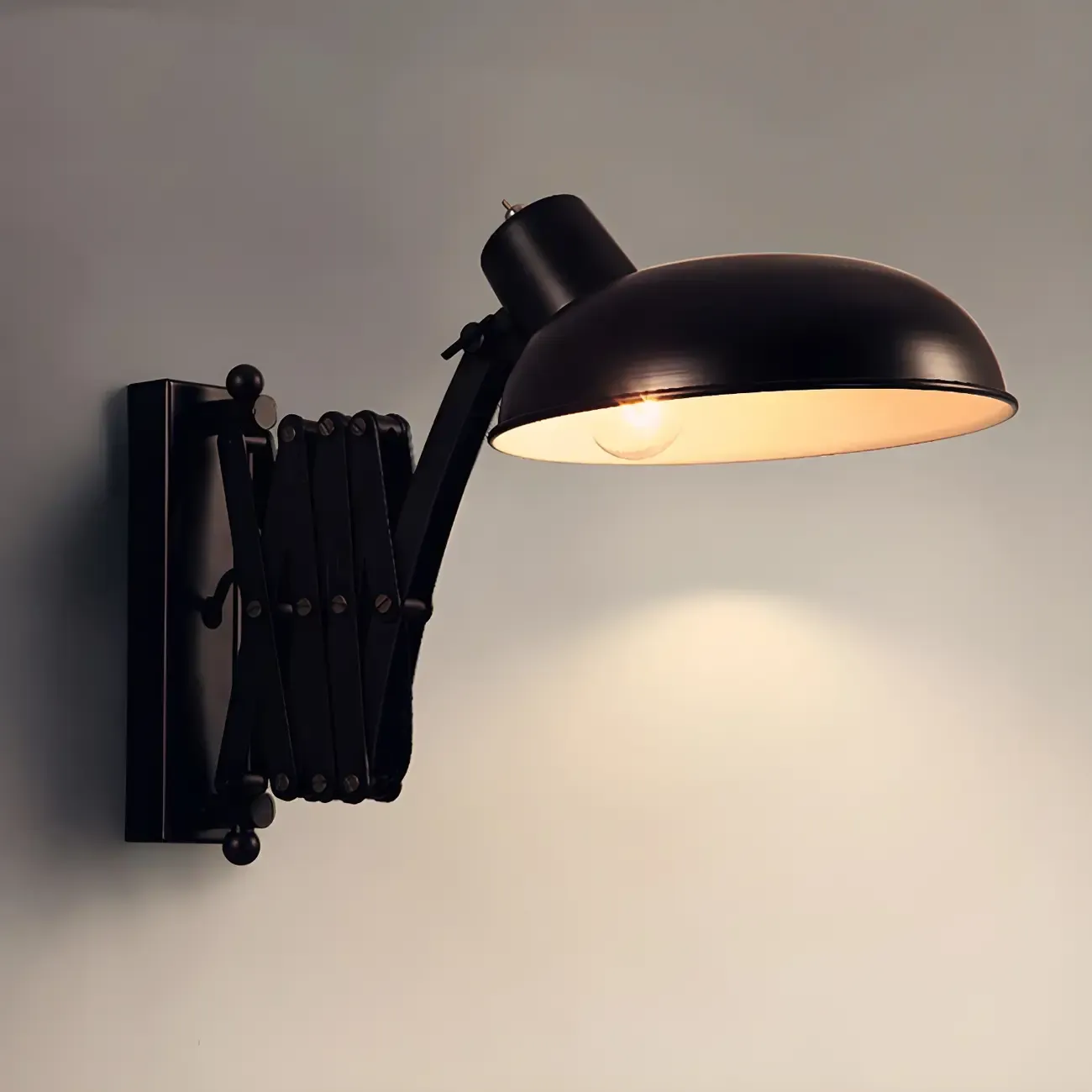 Retro Industrial Metal Black Swing Arm Wall Light Image - 1