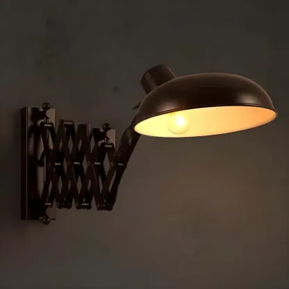 Retro Industrial Metal Black Swing Arm Wall Light Image - 4