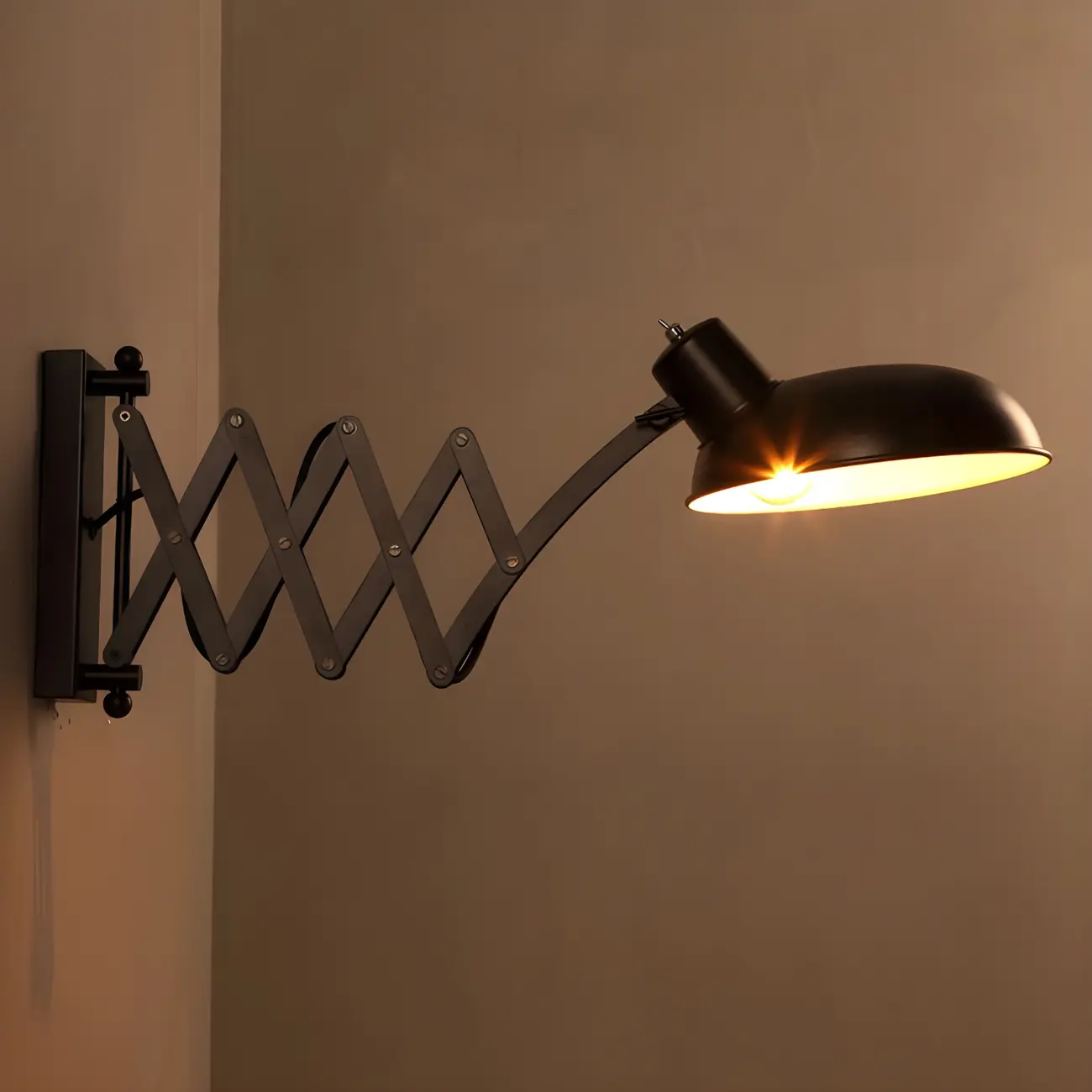 Retro Industrial Metal Black Swing Arm Wall Light Image - 5 | homeyfad