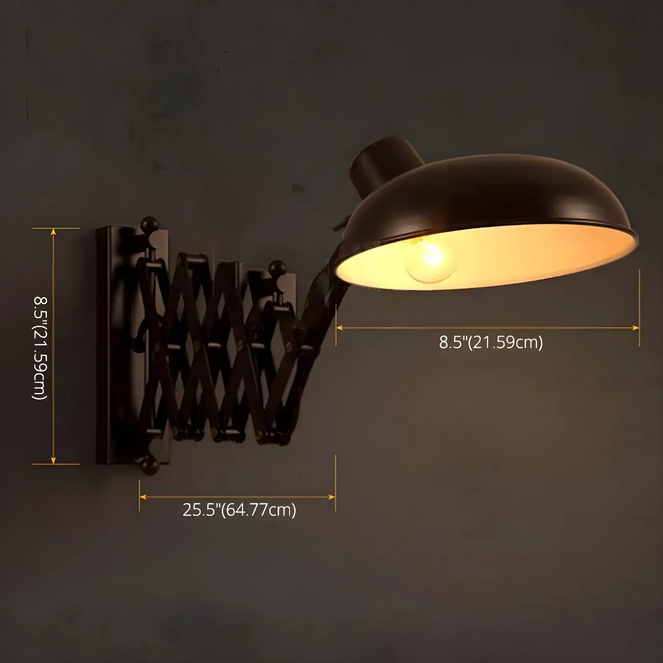 Retro Industrial Metal Black Swing Arm Wall Light Image - 13 | homeyfad
