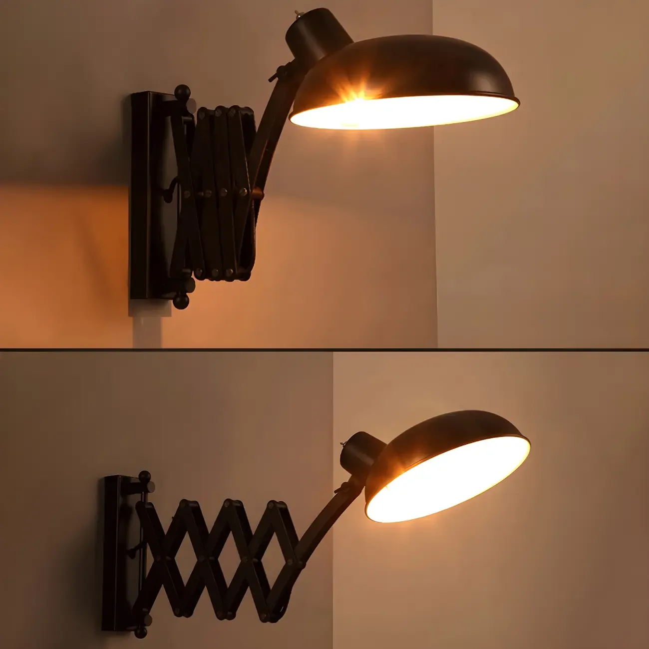 Retro Industrial Metal Black Swing Arm Wall Light Image - 8