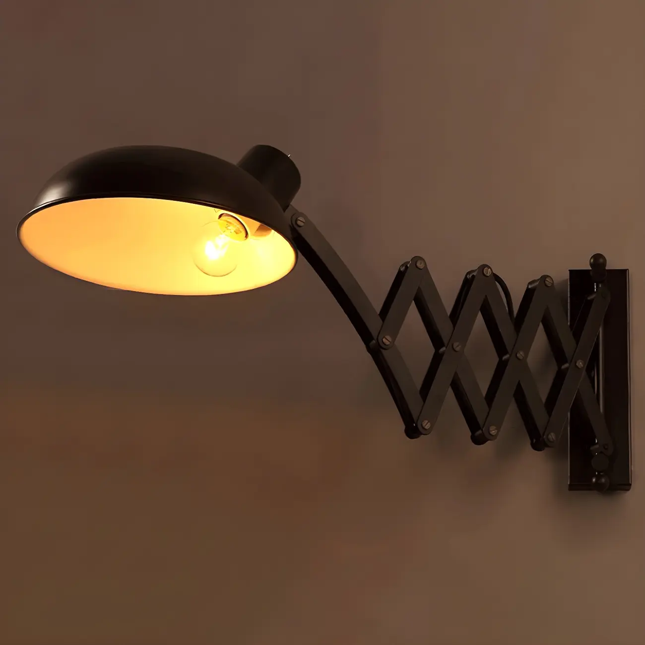 Retro Industrial Metal Black Swing Arm Wall Light Image - 9 | homeyfad