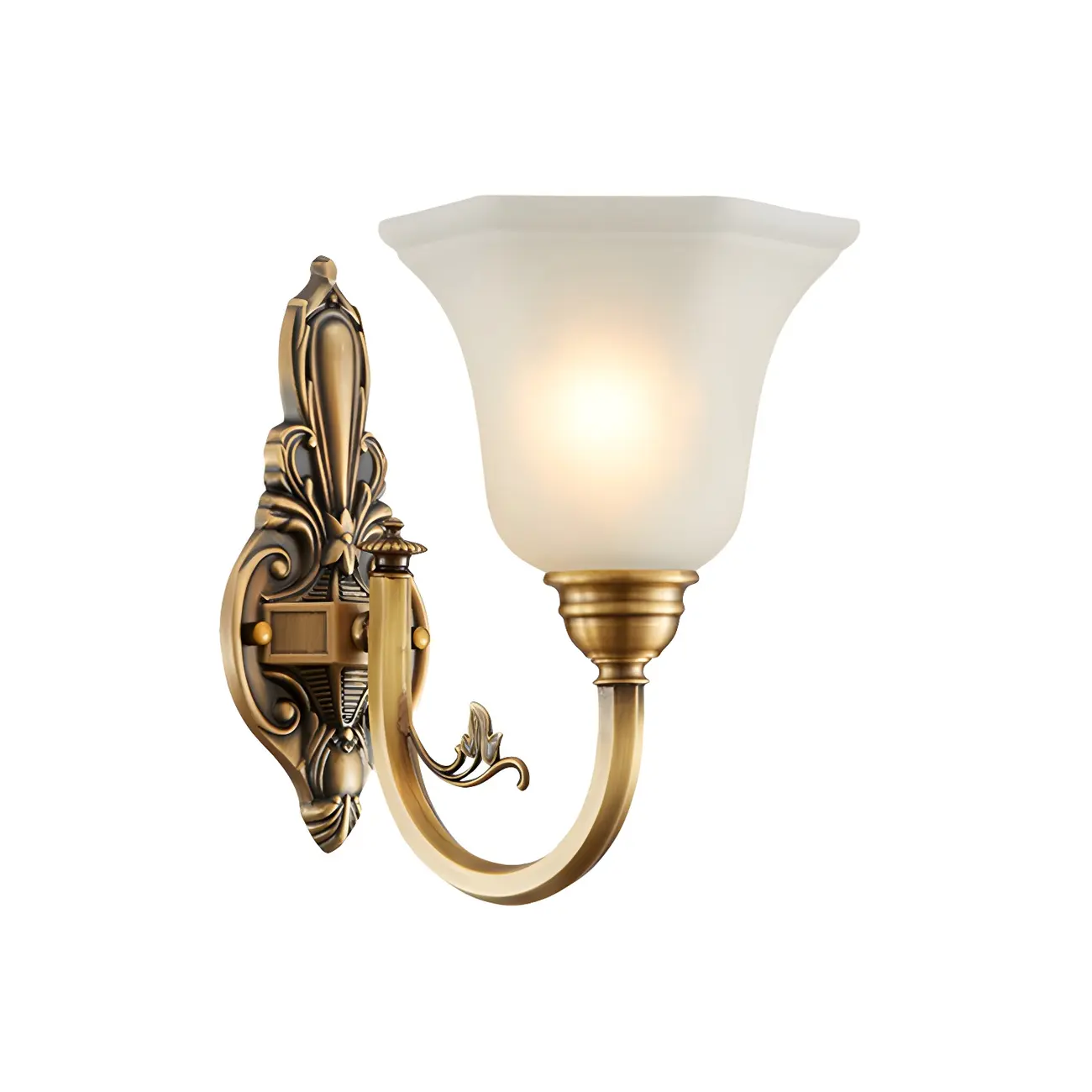 Colonial Brass Up Wall Sconce with Glass Shade for Hallway | homeyfad