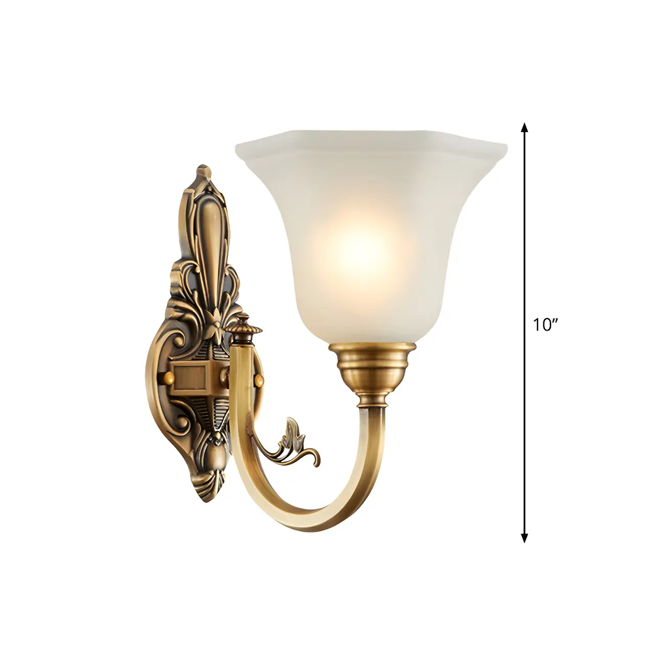 Colonial Brass Up Wall Sconce with Glass Shade for Hallway | homeyfad