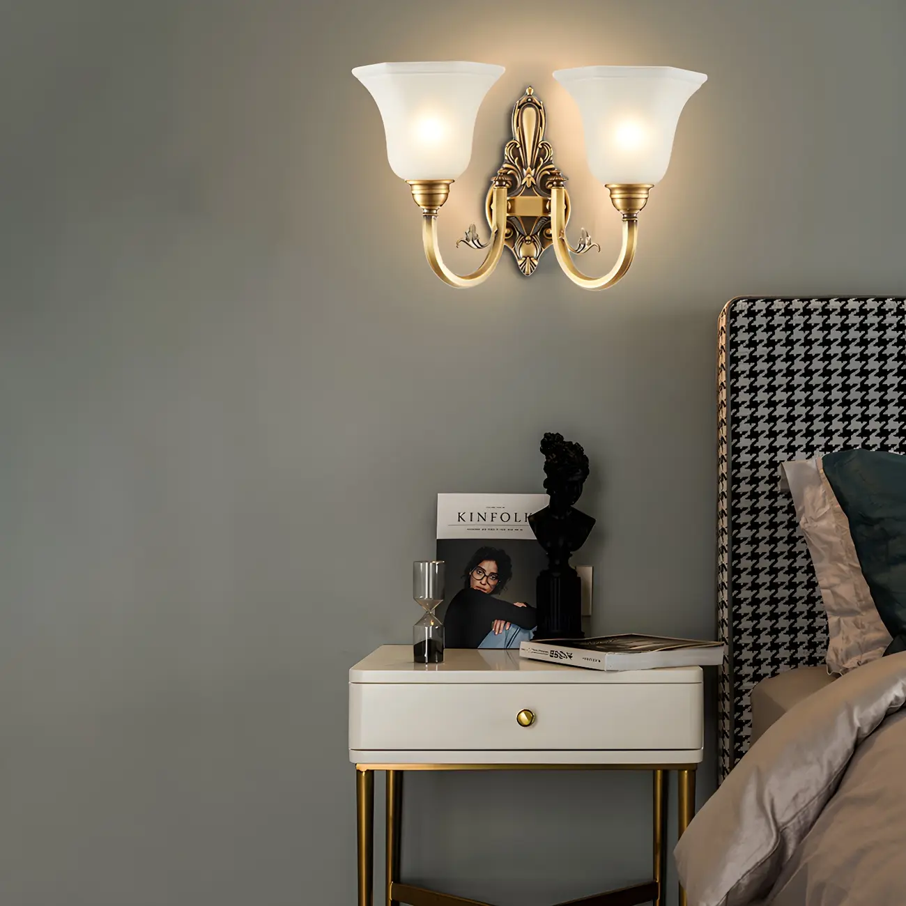 Colonial Brass Up Wall Sconce with Glass Shade for Hallway | homeyfad