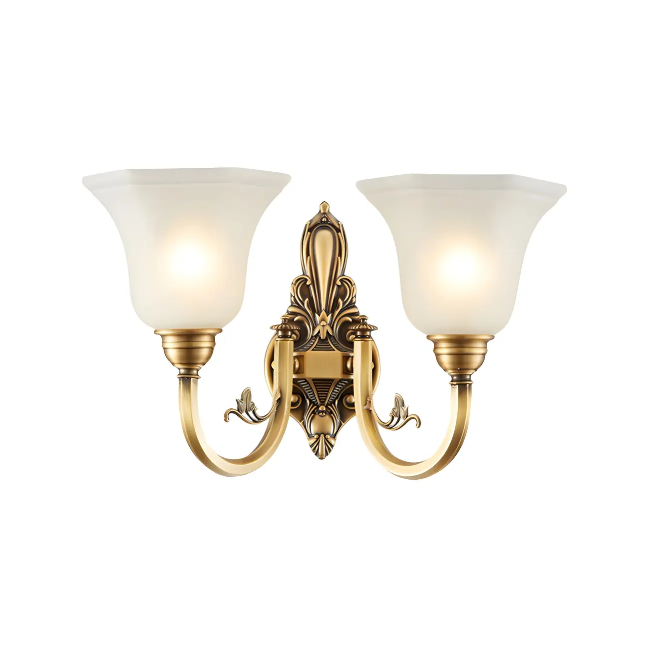 Colonial Brass Up Wall Sconce with Glass Shade for Hallway | homeyfad