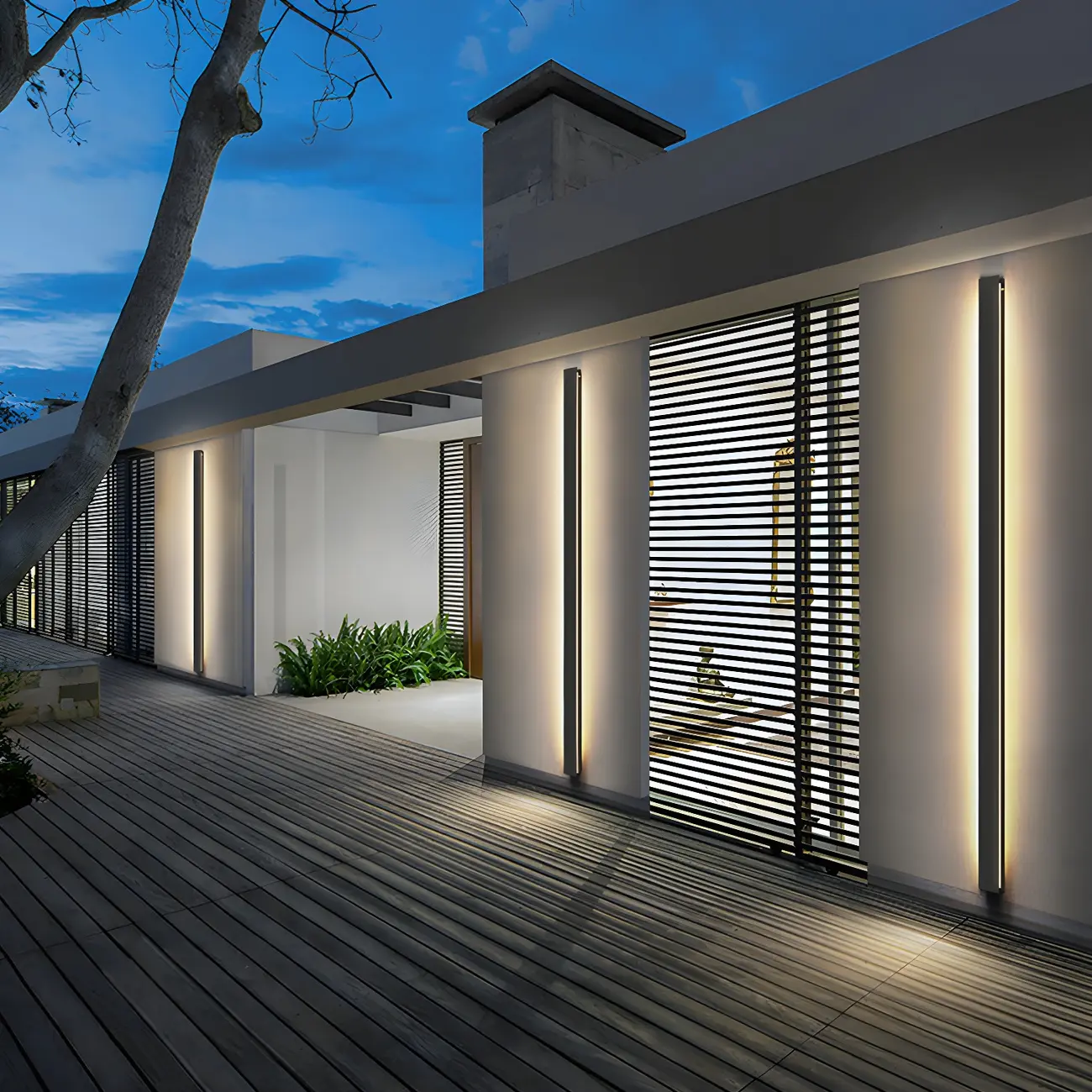 Modern Metal Black Linear Outdoor LED Wall Light Fixture Image - 4 | homeyfad