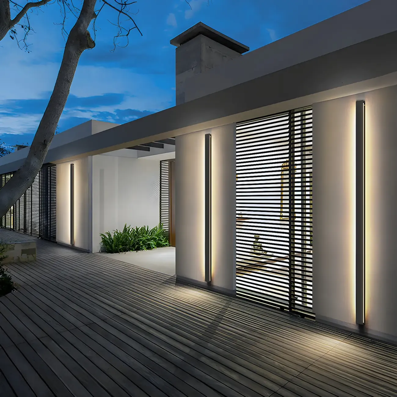 Modern Metal Black Linear Outdoor LED Wall Light Fixture Image - 4