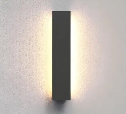Modern Metal Black Linear Outdoor LED Wall Light Fixture Image - 8