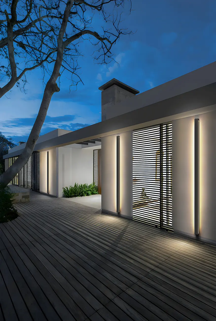 Modern Metal Black Linear Outdoor LED Wall Light Fixture Image - 15 | homeyfad