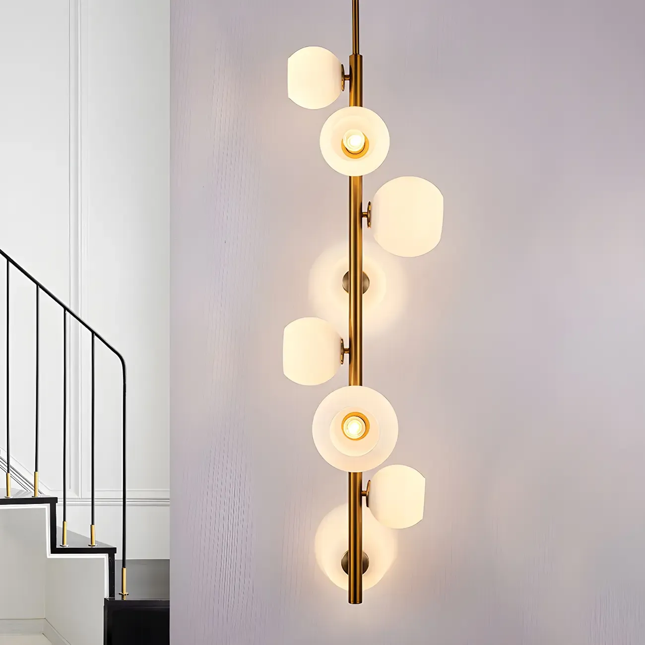 Modern Vertical Glass Chandelier for Entryway Image - 3
