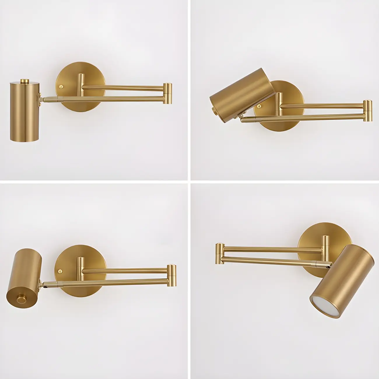 1-Light Cylindrical Metal Arm Swing Wall Light Image - 2 | homeyfad