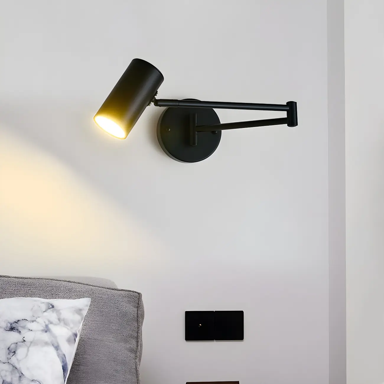 1-Light Cylindrical Metal Arm Swing Wall Light Image - 4 | homeyfad