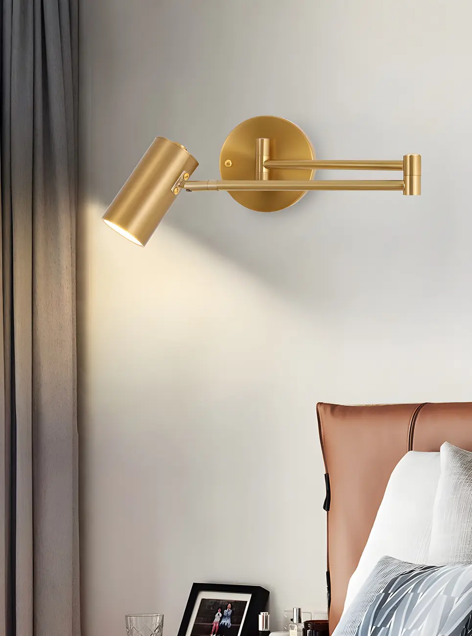 1-Light Cylindrical Metal Arm Swing Wall Light Image - 3 | homeyfad