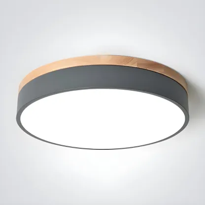 Modern LED Flush Ceiling Light with Wood for Bedroom Image - 7