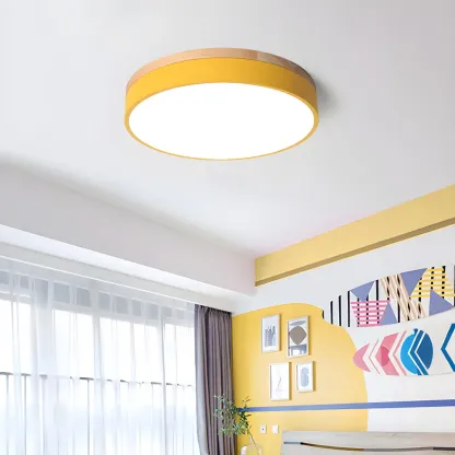 Modern LED Flush Ceiling Light with Wood for Bedroom Image - 6
