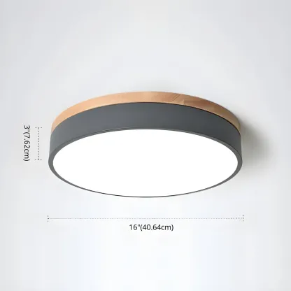 Modern LED Flush Ceiling Light with Wood for Bedroom Image - 12