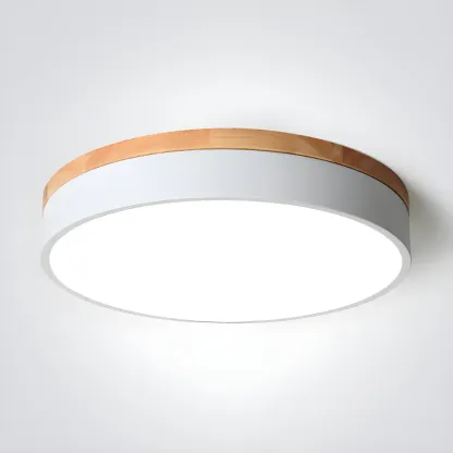 Modern LED Flush Ceiling Light with Wood for Bedroom Image - 14