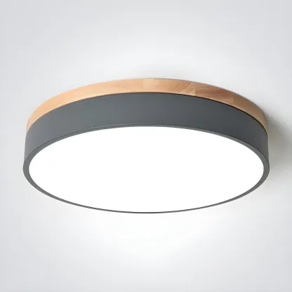 Modern LED Flush Ceiling Light with Wood for Bedroom Image - 15