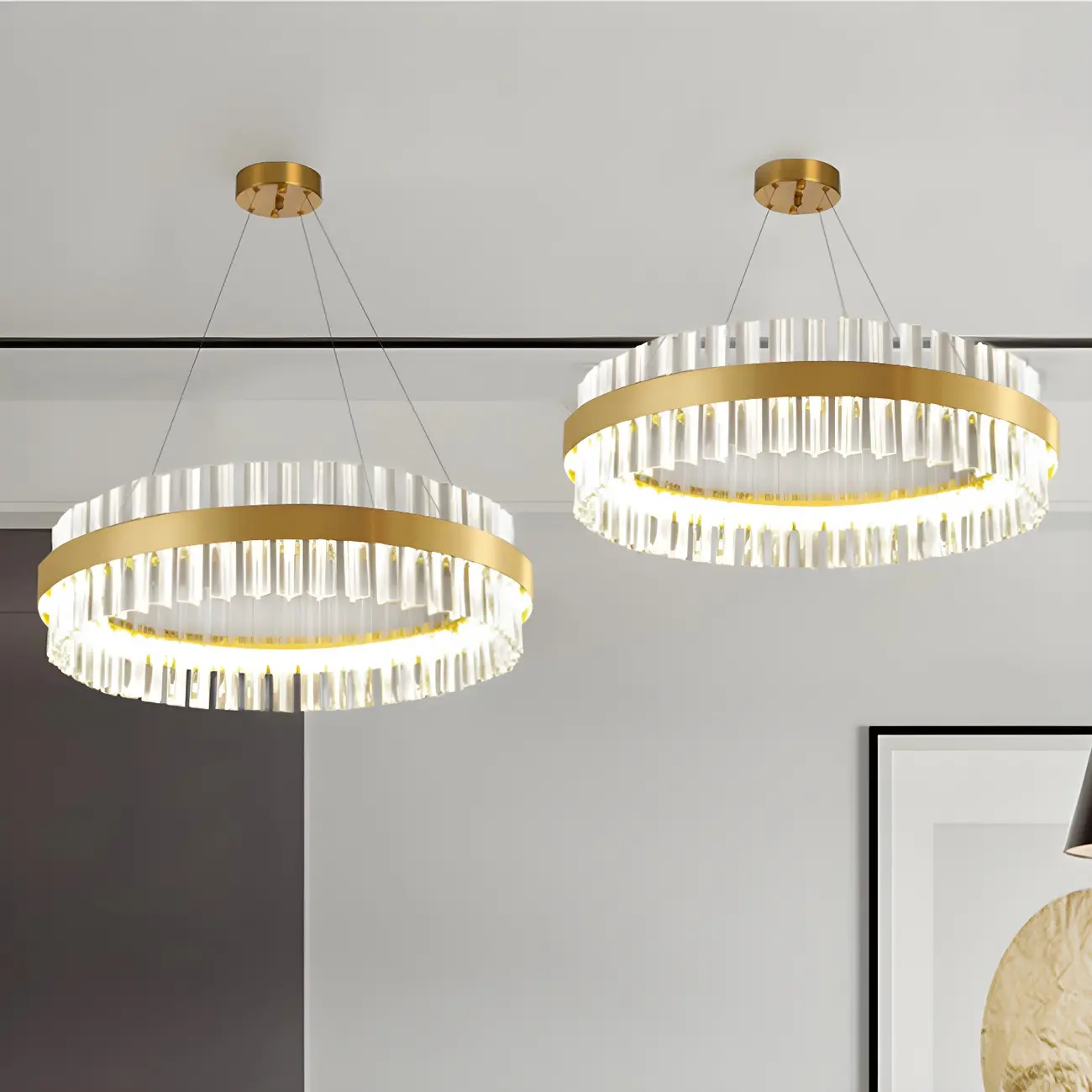 Modern Brass Round Crystal Island Chandelier Image - 6 | homeyfad