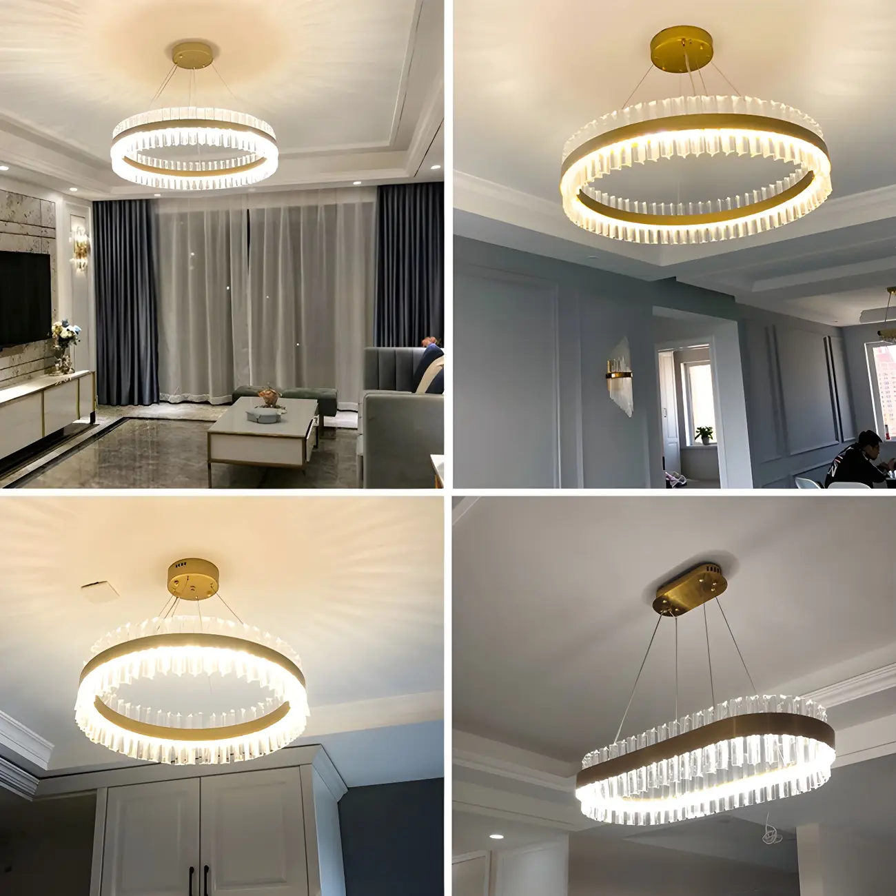 Modern Brass Round Crystal Island Chandelier Image - 8 | homeyfad