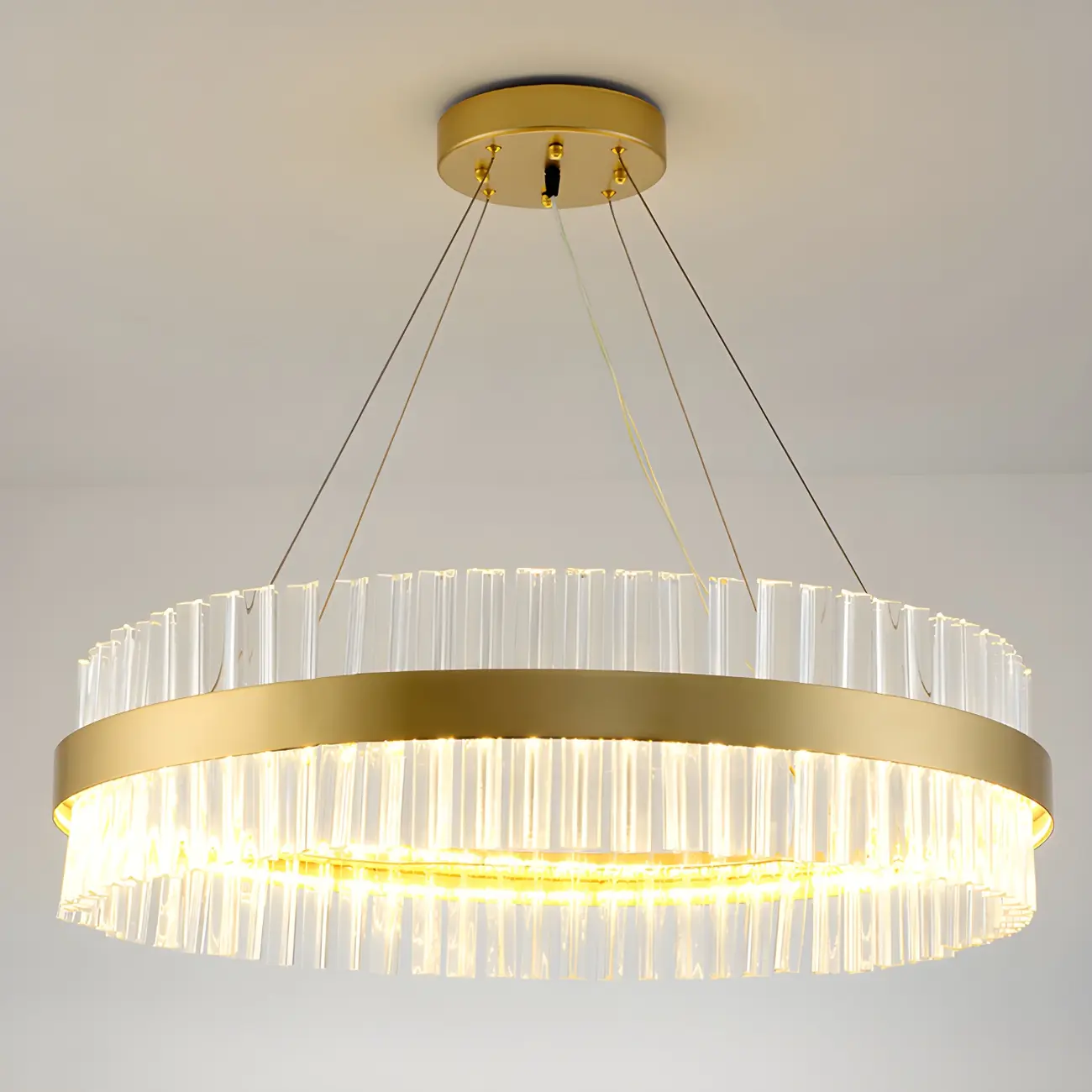 Modern Brass Round Crystal Island Chandelier Image - 9 | homeyfad