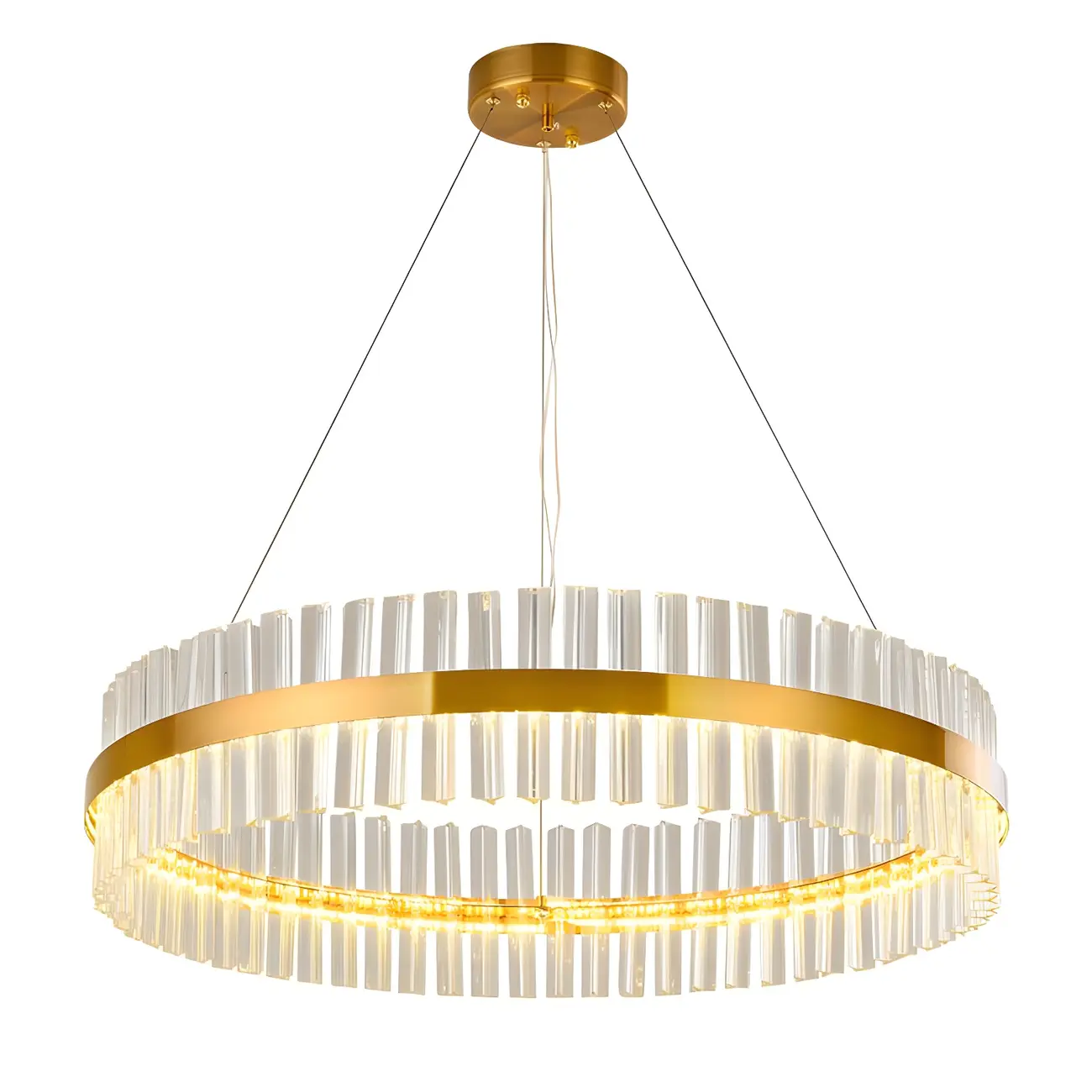 Modern Brass Round Crystal Island Chandelier Image - 10 | homeyfad