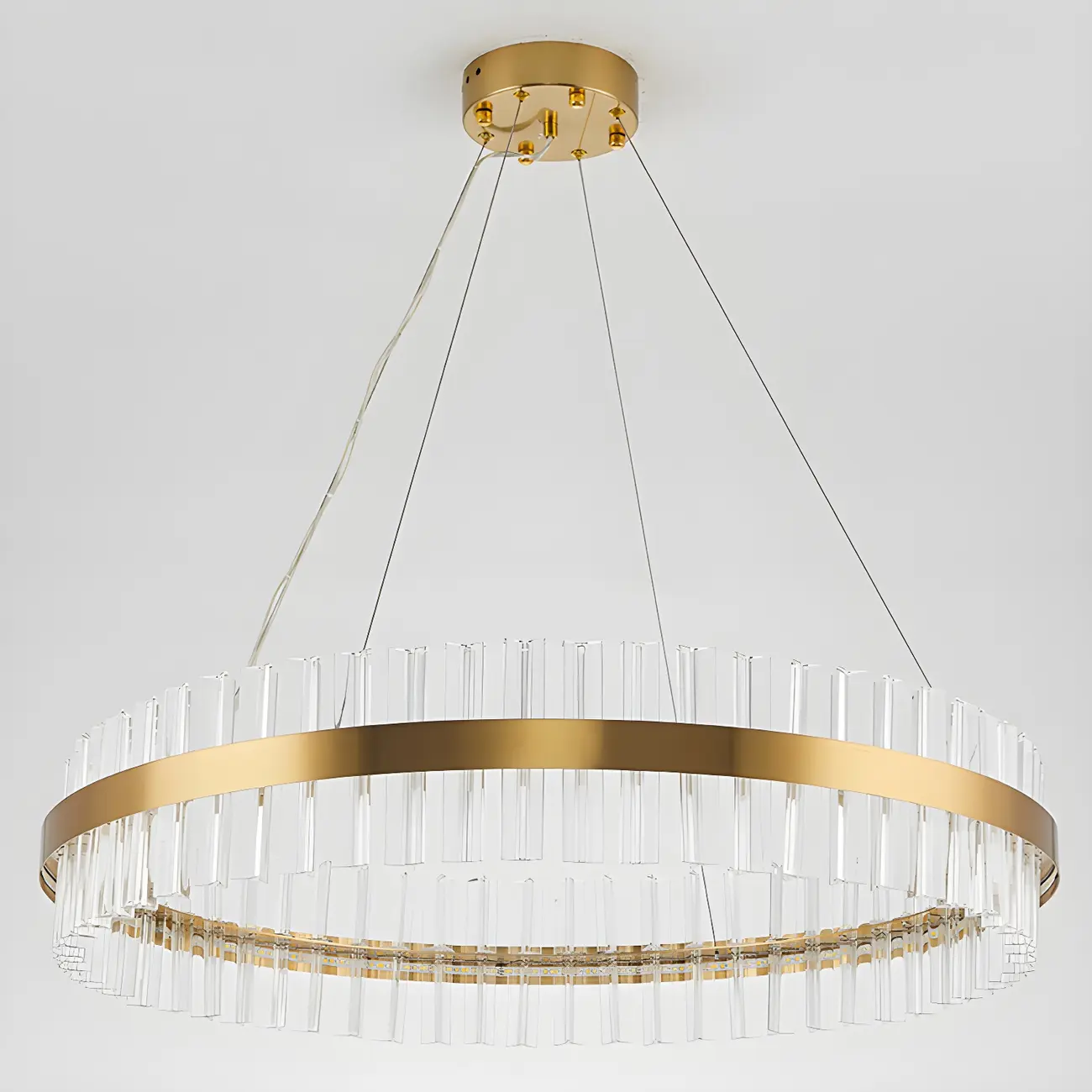 Modern Brass Round Crystal Island Chandelier Image - 13 | homeyfad