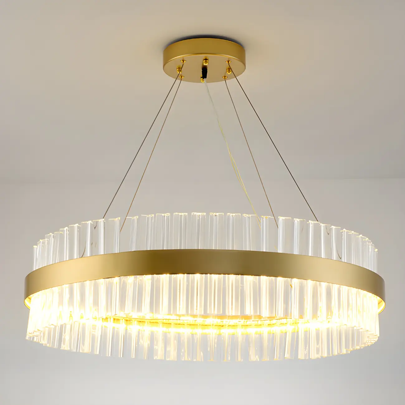 Modern Brass Round Crystal Island Chandelier Image - 14 | homeyfad