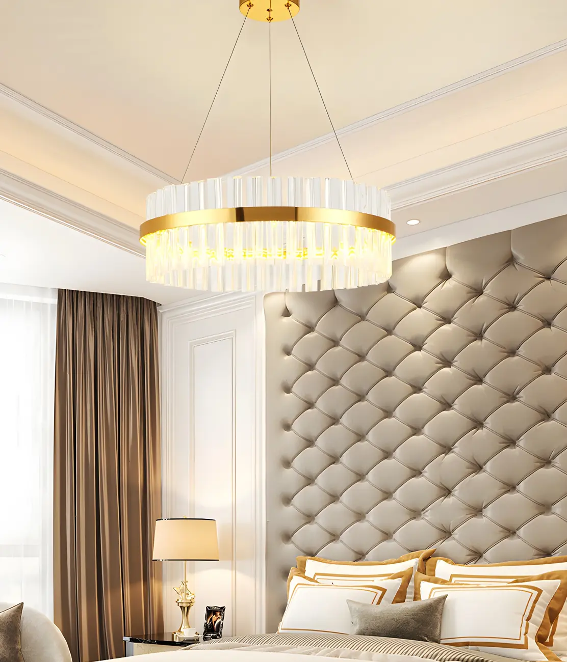 Modern Brass Round Crystal Island Chandelier Image - 1 | homeyfad