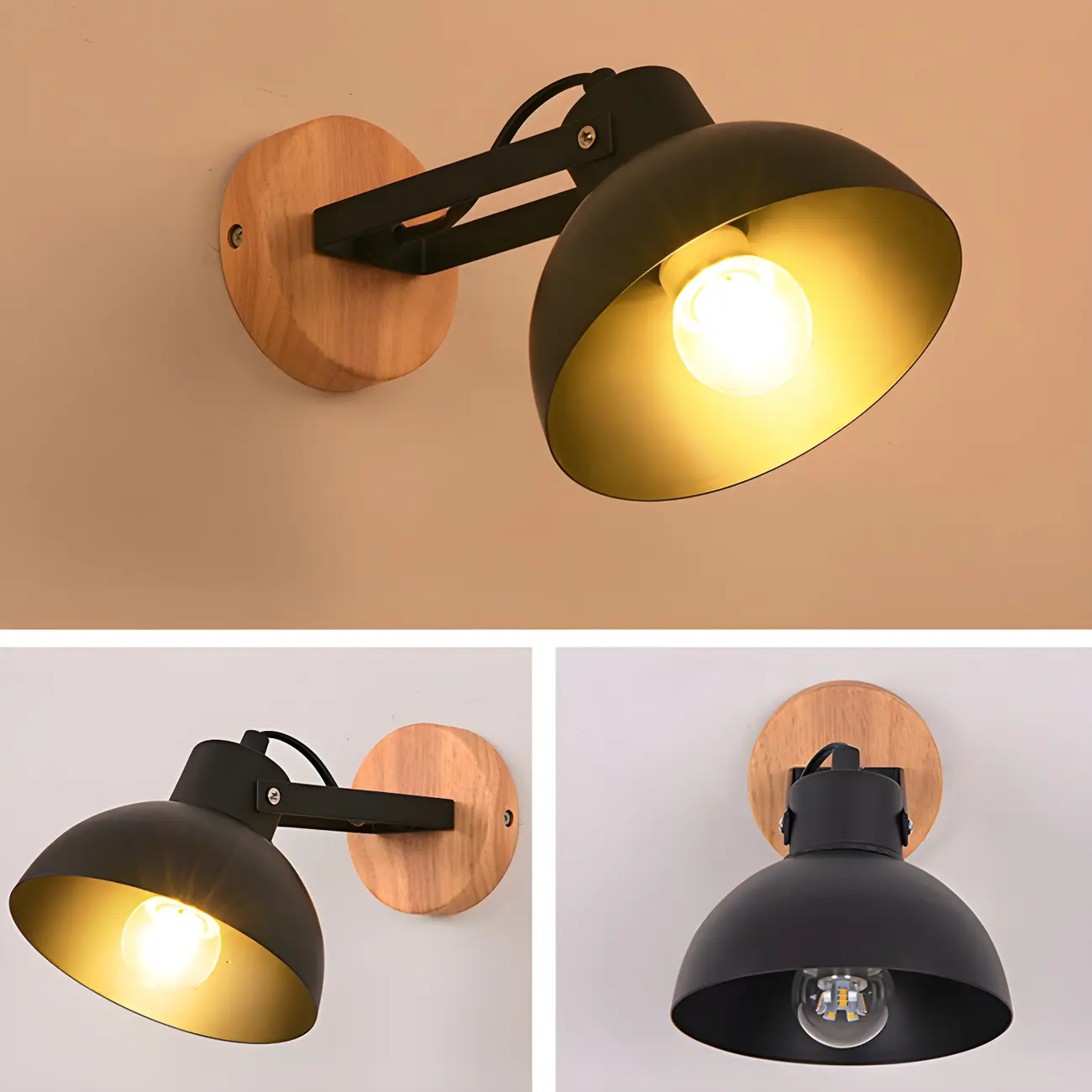 Stylish Natural Wood and White Metal Swing Arm Wall Light Image - 9 | homeyfad