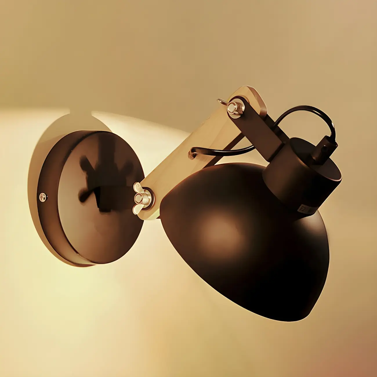 Stylish Natural Wood and White Metal Swing Arm Wall Light Image - 13 | homeyfad