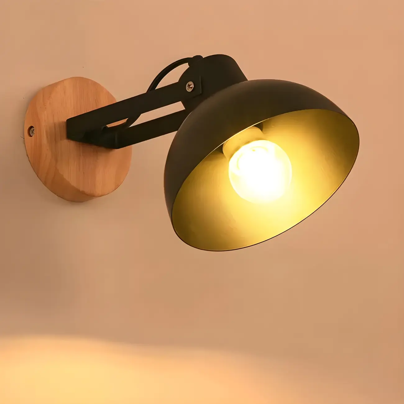 Stylish Natural Wood and White Metal Swing Arm Wall Light Image - 14 | homeyfad