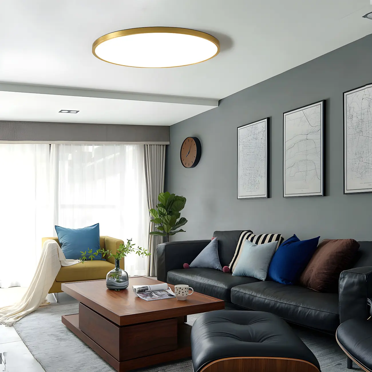 Modern Acrylic LED Flush Ceiling Light for Living Room Image - 6 | homeyfad