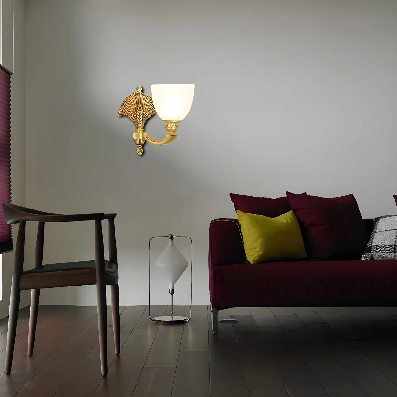 Colonial Bowl Brass Gold Glass Up Wall Light Fixture  Image - 3 | homeyfad